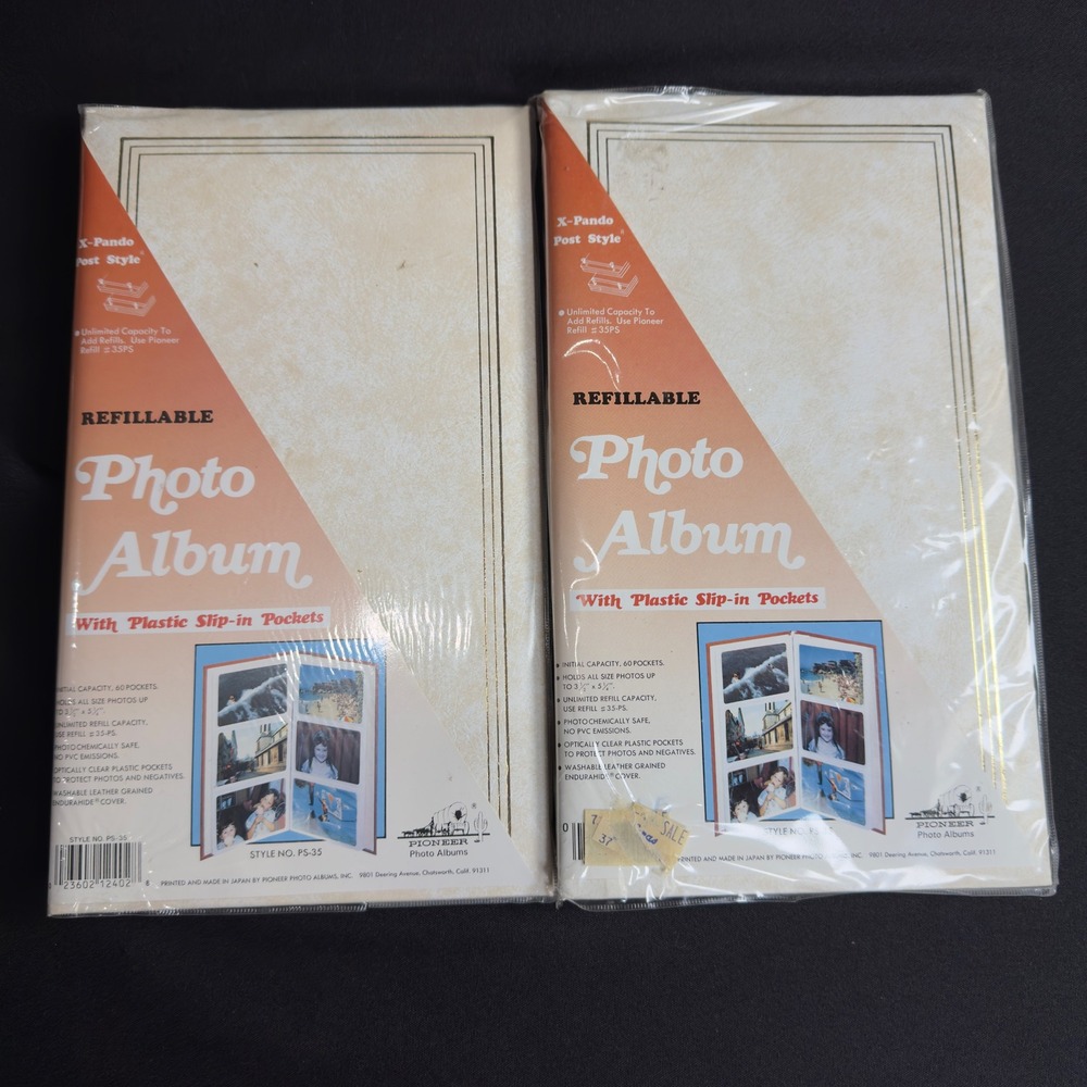 NOS Vintage Set of 2 Pioneer X-Pando Post Style Refillable Photo Albums Cream